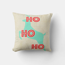 Cojín Decorativo ho ho ho reno rojo azul navidad