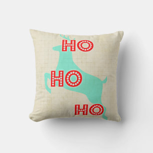 Cojín Decorativo ho ho ho reno rojo azul navidad