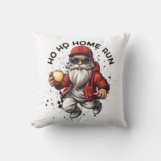Cojín Decorativo Ho Ho Home Run Baseball Santa (Anverso)