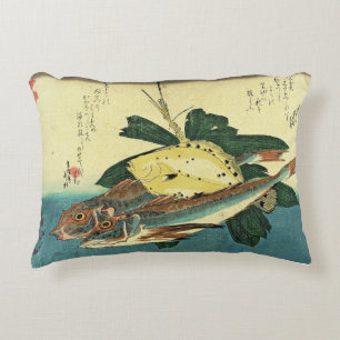 Cojín Decorativo Hobo y Karei - Impresión de pescado japonés de Hir