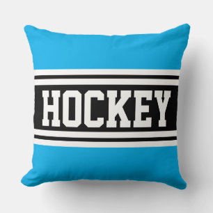 Cojín Decorativo HOCKEY Azul Azure Azul Negro Blanco Rayas de Carre