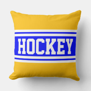Cojín Decorativo HOCKEY Azul Real Amarillo Naranja Blanco Rayas