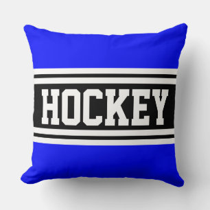 Cojín Decorativo HOCKEY Deportivo Negrita Azul Real Negro Blanco Ra