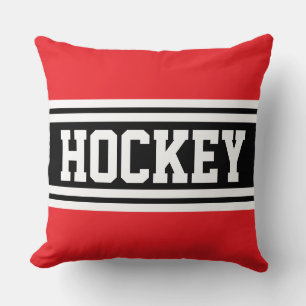 Cojín Decorativo HOCKEY Negrita Rayas de Carreras Rojo Brillante Ne
