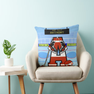 Cojín Decorativo Hockey sobre hielo inicial personalizado