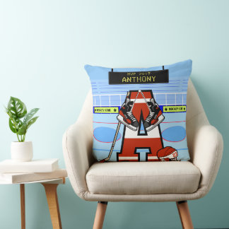 Cojín Decorativo Hockey sobre hielo inicial personalizado