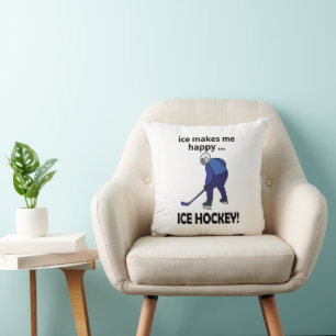 Cojín Decorativo Hockey sobre Hielo Me Hace Feliz Hockey sobre Hiel