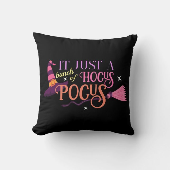 Cojín Decorativo Hocus de bruja Pastel Pocus Halloween Gorra Brooms (Anverso)