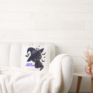 Cojín Decorativo Hocus Purr-cus Cute Gato Negro Halloween Art