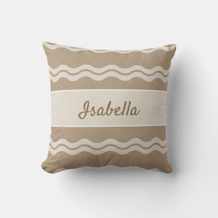Cojín Decorativo Hogar costero con olas neutras beige y arena