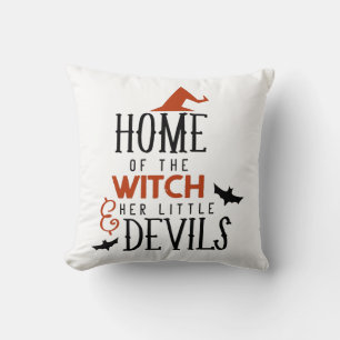 Cojín Decorativo hogar de la bruja y sus pequeños diablos Halloween