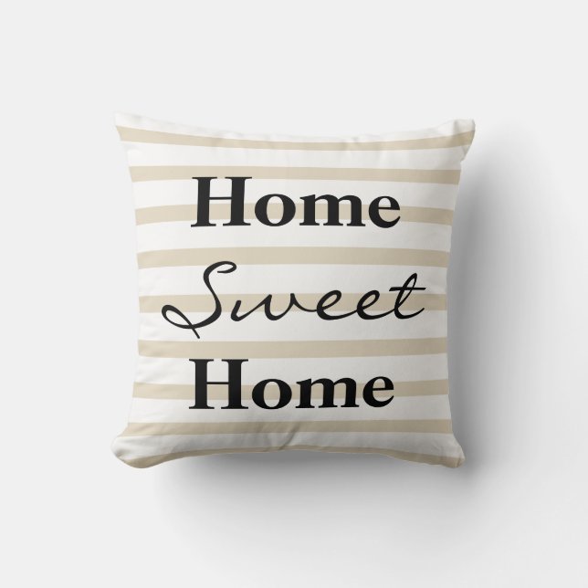 Cojín Decorativo Hogar dulce a rayas personalizado (Anverso)