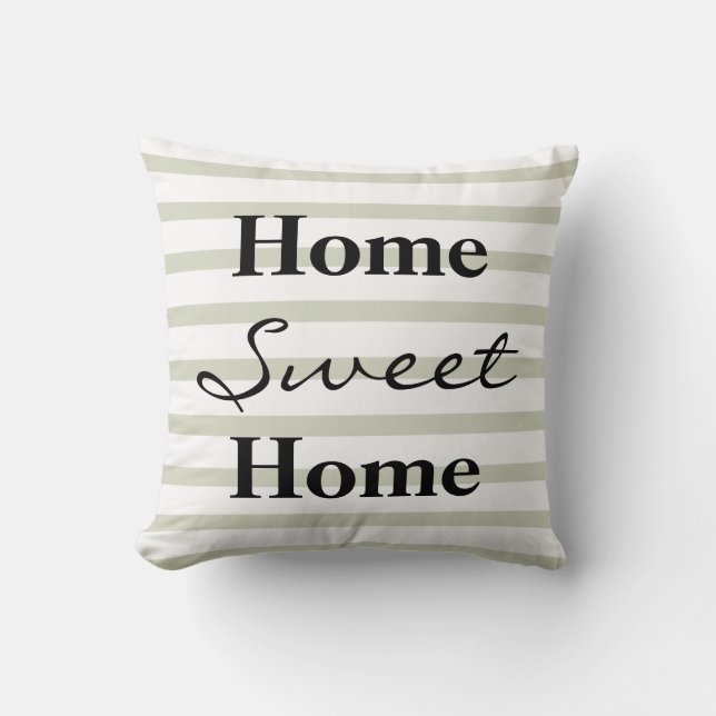 Cojín Decorativo Hogar dulce a rayas personalizado (Anverso)