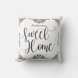 Cojín Decorativo Hogar dulce Art Deco Blanco negro