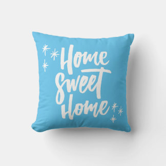 Cojín Decorativo Hogar dulce hogar azul con letras blancas