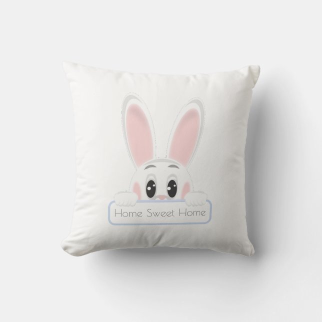 Cojín Decorativo Hogar Dulce Hogar Conejo Blanco (Anverso)