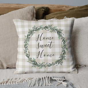 Cojín Decorativo Hogar Dulce Hogar Cuadro de Búfalo Beige de Casa d