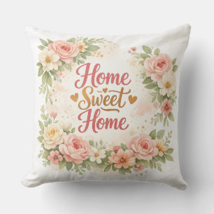 Cojín Decorativo Hogar Dulce Hogar Floral Elegante