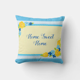 Cojín Decorativo Hogar Dulce Hogar Gingham Amarillo Rosa Country