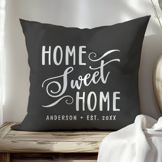 Cojín Decorativo Hogar Dulce Hogar Gris Personalizado (Subido por el creador)
