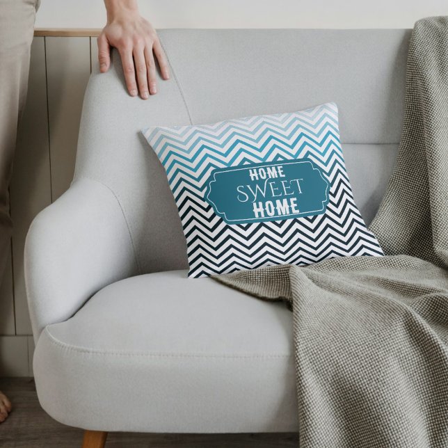 Cojín Decorativo Hogar Dulce Hogar Mar Verde y Negro Chevron Pillow (Great For Sofas)