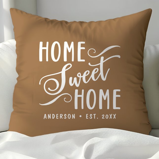 Cojín Decorativo Hogar Dulce Hogar Marrón Personalizado (Subido por el creador)