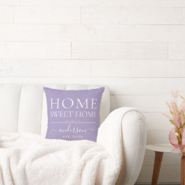 Cojín Decorativo Hogar dulce hogar | Nombre de familia Año Lilac