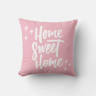 Cojín Decorativo Hogar Dulce Hogar Rosa Con Letras Blancas