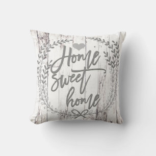 Cojín Decorativo Hogar Dulce Hogar Rústico de Madera Blanca