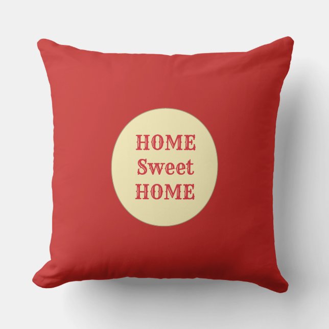 Cojín Decorativo Hogar Dulce Hogar sobre Rojo Granate (Anverso)