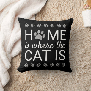 Cojín Decorativo Hogar Es Donde Está El Gato Huellas De Pezuñas De