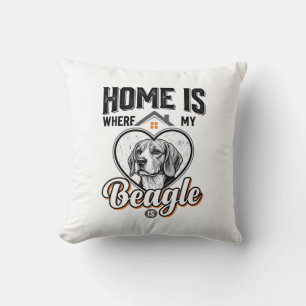 Cojín Decorativo Hogar Es Donde Está Mi Beagle Diseño Vintage De Pe