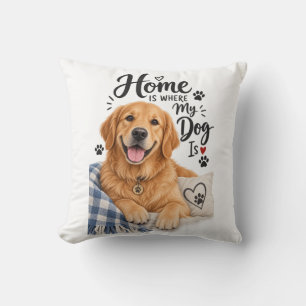Cojín Decorativo Hogar Es Donde Está Mi Perro – Lindo Golden Retrie