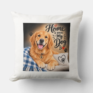 Cojín Decorativo Hogar Es Donde Está Mi Perro – Lindo Golden Retrie