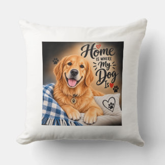 Cojín Decorativo Hogar Es Donde Está Mi Perro – Lindo Golden Retrie