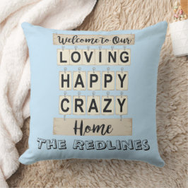Cojín Decorativo Hogar Gris Personalizado Amoroso Feliz Loco