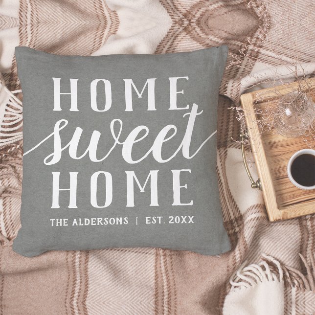 Cojín Decorativo Hogar Gris y Blanco Personalizado Dulce Hogar (Subido por el creador)
