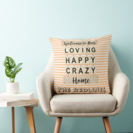 Cojín Decorativo Hogar Loco Feliz Amor Personalizado con Rayas