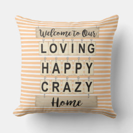 Cojín Decorativo Hogar Loco Feliz Personalizado con Rayas