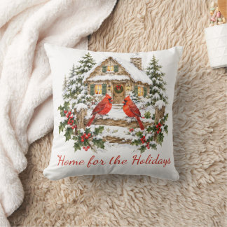 Cojín Decorativo Hogar Para Las Fiestas Navideñas Cabaña Cardenal
