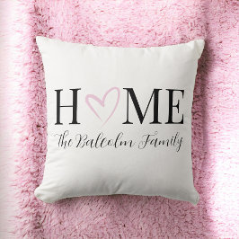 Cojín Decorativo HOGAR Personalizado con Corazón Rosa / Apellido de