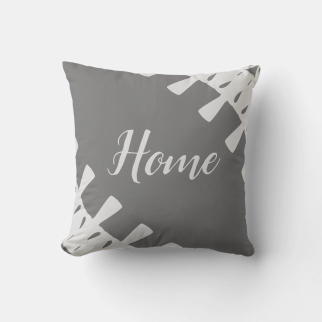 Cojín Decorativo Hogar Plata y Gris (Anverso)
