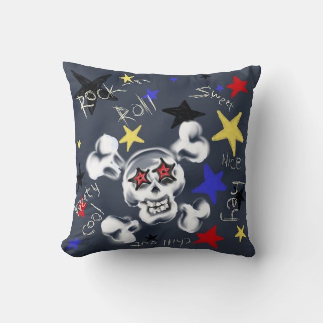 Cojín Decorativo Hogar - Rock'n'Roll Skull (Anverso)