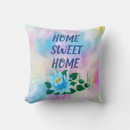 Cojín Decorativo Hogar Sweet Home Colorful Watercolor Floral Textos