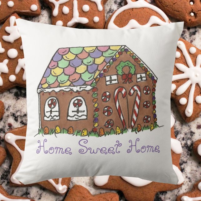 Cojín Decorativo Hogar Sweet Home Gingerbread House Navidades (Gingerbread house pillow)
