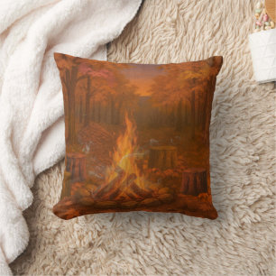 Cojín Decorativo Hoguera de Crepúsculo de Otoño