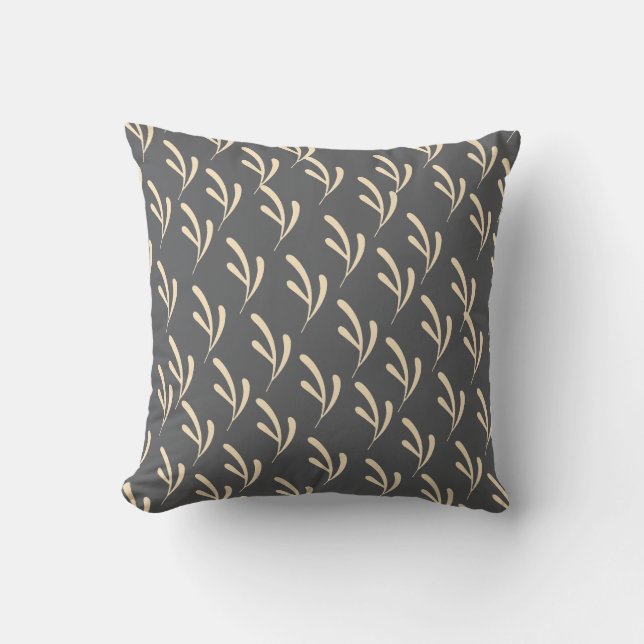 Cojín Decorativo Hoja Beige Repetir Gris (Anverso)