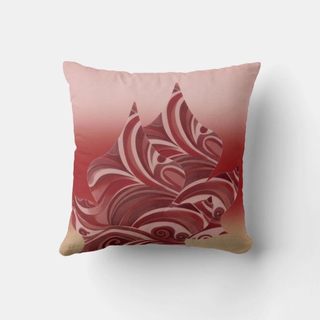 Cojín Decorativo Hoja beige roja (Reverso)