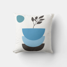 Cojín Decorativo Hoja botánica azul abstracta