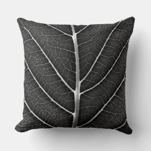 Cojín Decorativo Hoja brillante en blanco y negro en primer plano